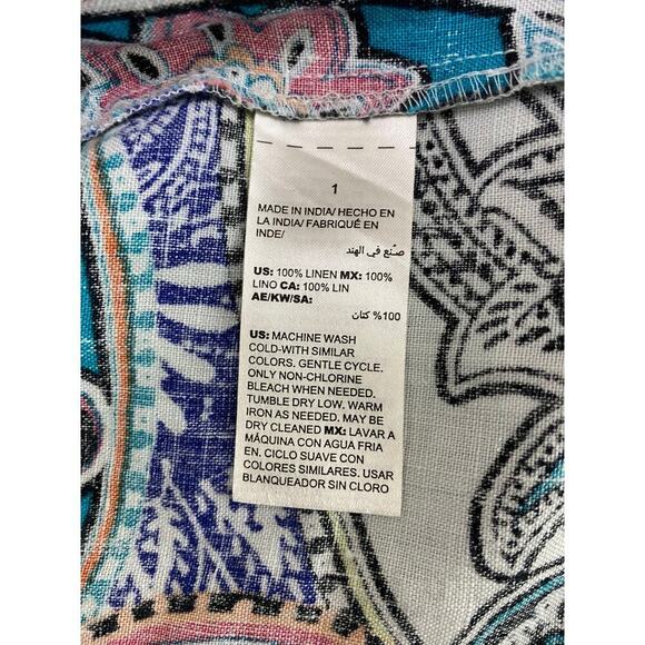Chico's Women's Size 1 Colorful Paisley 100% Linen Open Boho Jacket - Picture 5 of 7